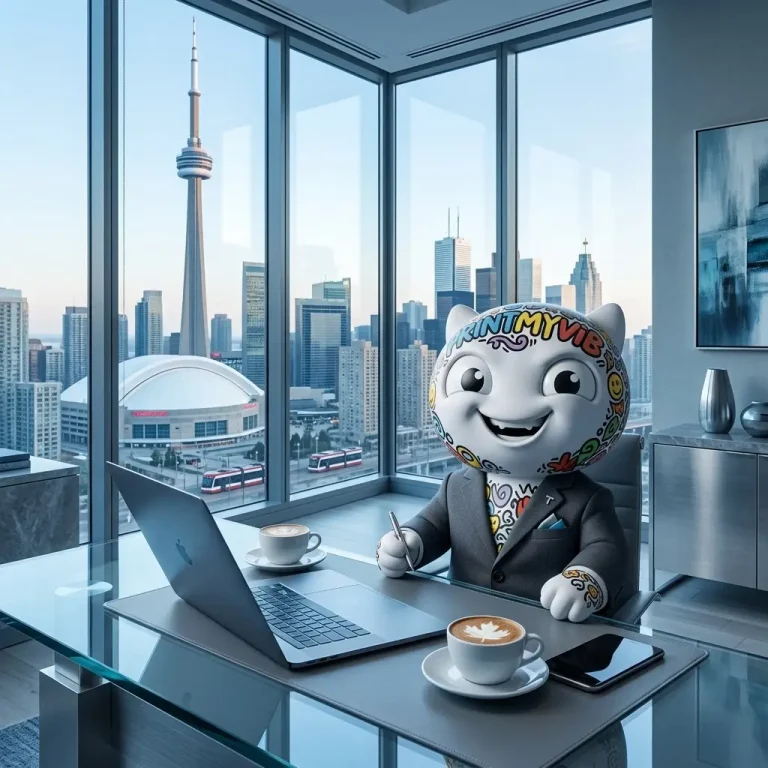 Viby sitting at the laptop answering client's requests