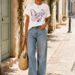 Pastel butterfly and flowers t-shirt design close-up - PrintMyVibe custom printing
