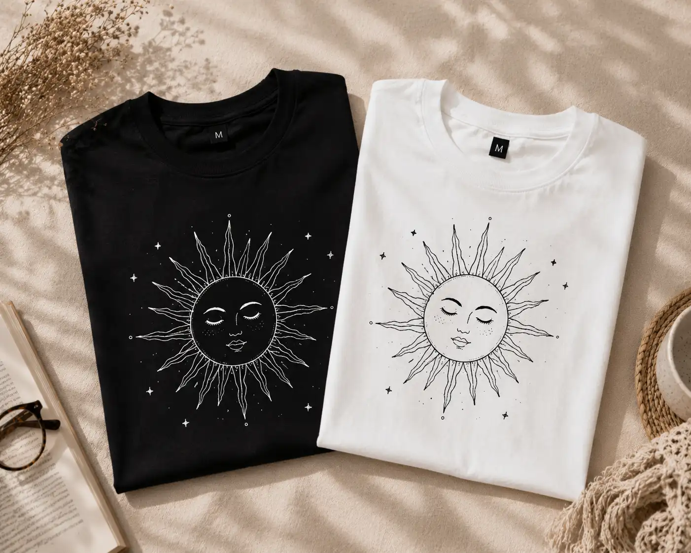 Celestial Sun tee styled - matching balck and white outfit graphic shirt Canada
