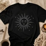 Celestial Sun t-shirt flat lay - mystical tee by PrintMyVibe Toronto
