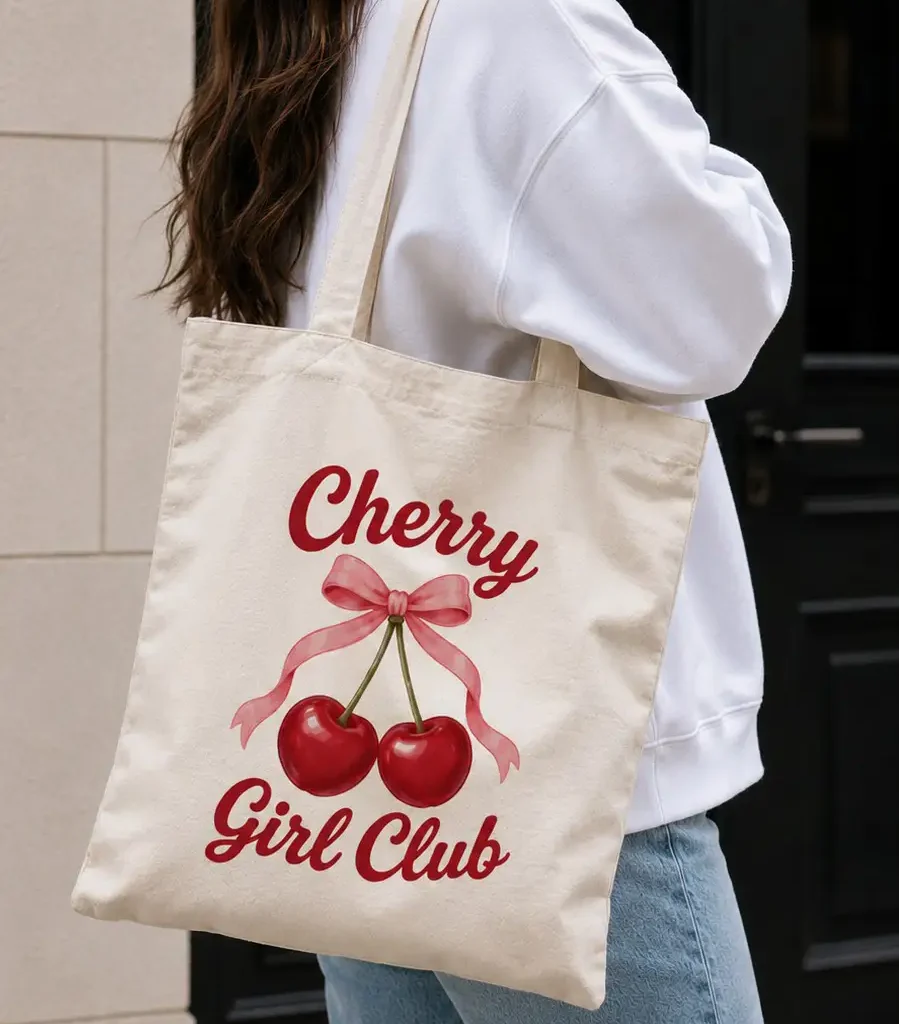 Cherry Girl Club tote styled outfit - cute everyday bag Canada