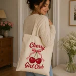 cherry-girl-club-tote-bag-mockup-08 Coquette cherry tote gift idea - PrintMyVibe Toronto
