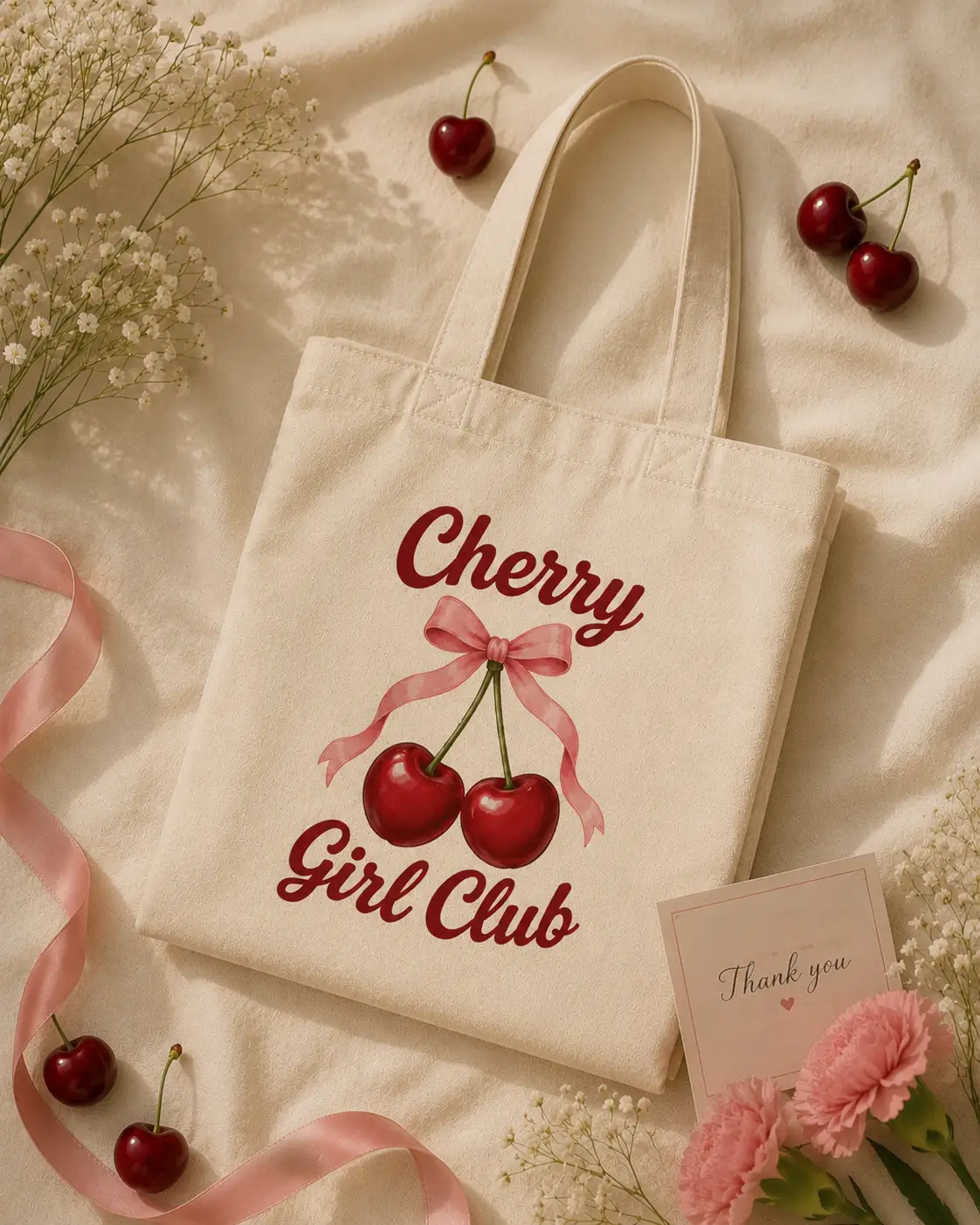 cherry-girl-club-tote-bag-mockup-09 Cherry aesthetic canvas tote outfit photo - reusable shopping bag