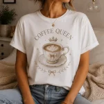 Coffee Queen white t-shirt real photo - heat-pressed quality by PrintMyVibe GTA