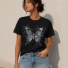 Holographic chrome butterfly t-shirt with glitch art effects - PrintMyVibe Toronto
