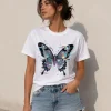 Holographic butterfly white t-shirt real photo - custom printed in the GT
