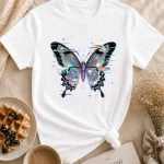 Iridescent butterfly statement tee - gift idea by PrintMyVibe Toronto