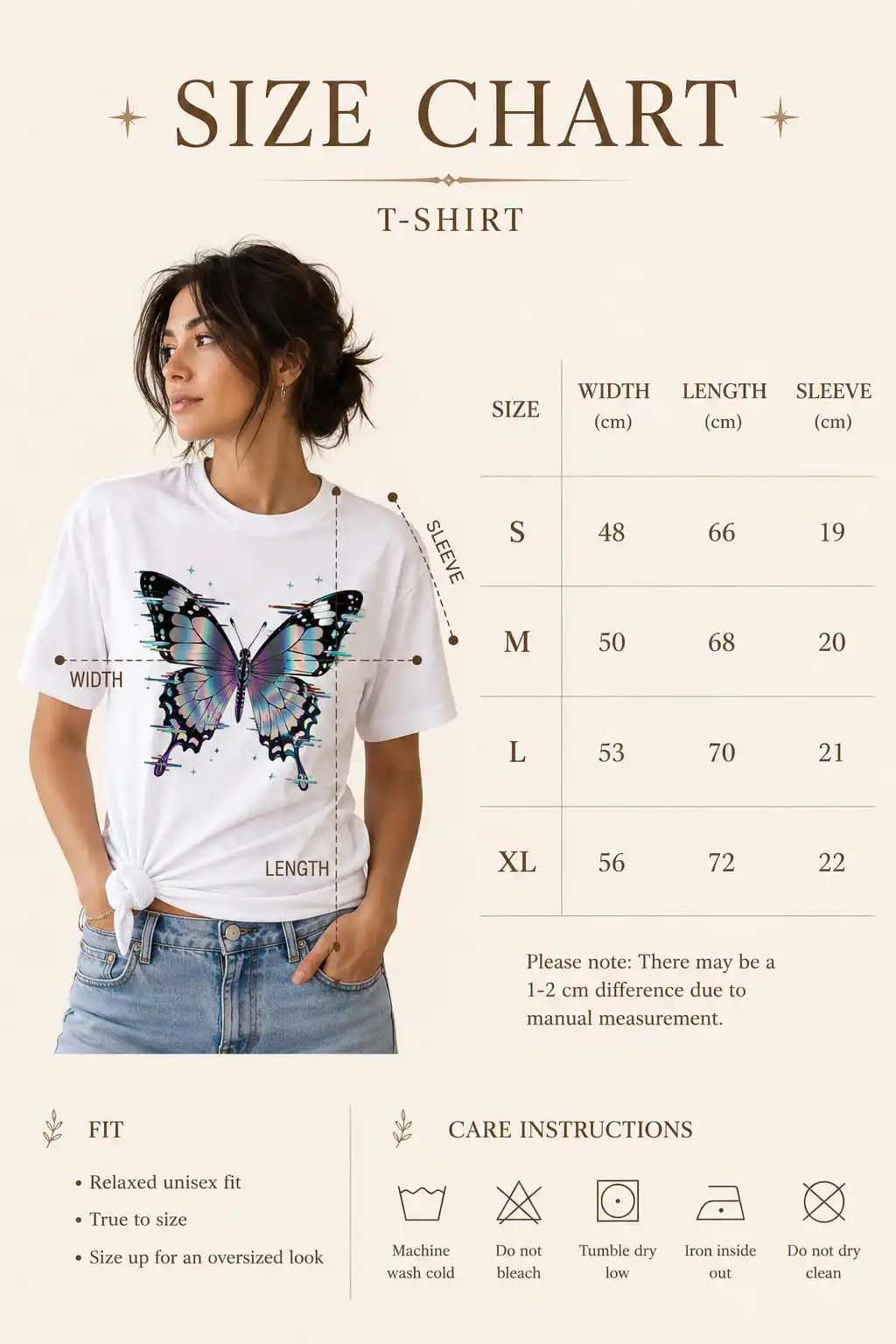 Y2K chrome butterfly t-shirt print detail - vivid heat-pressed qualit