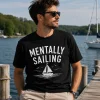 Nautical graphic black men's t-shirt with sailboat and seagulls - PrintMyVibe GTA
