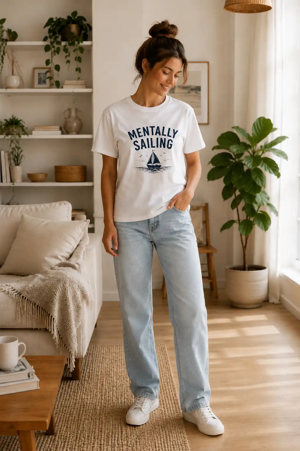 White sailing t-shirt real photo - custom printed in Toronto