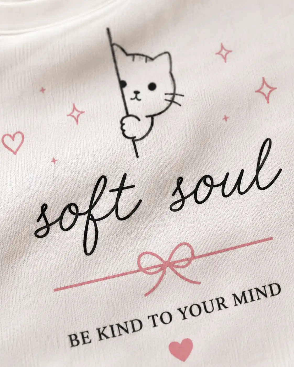 White Soft Soul t-shirt close-up with pink script lettering - PrintMyVibe GTA