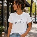 Minimalist cat and dog line art white t-shirt designs - PrintMyVibe pet collection