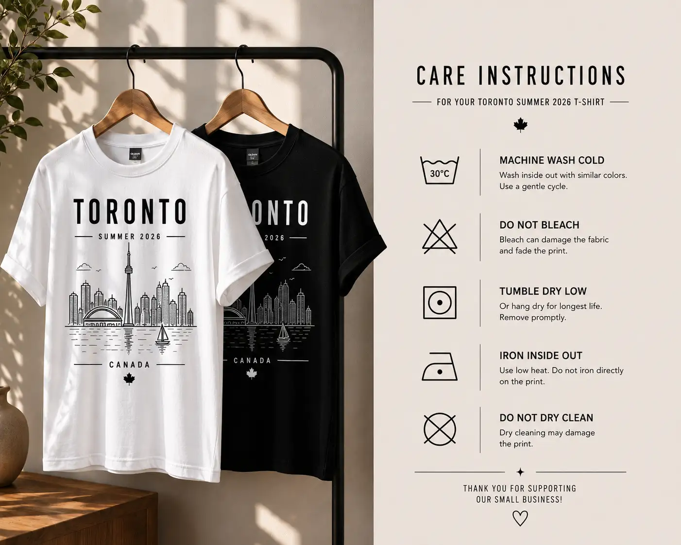Black and White Toronto skyline t-shirts - custom printed locally