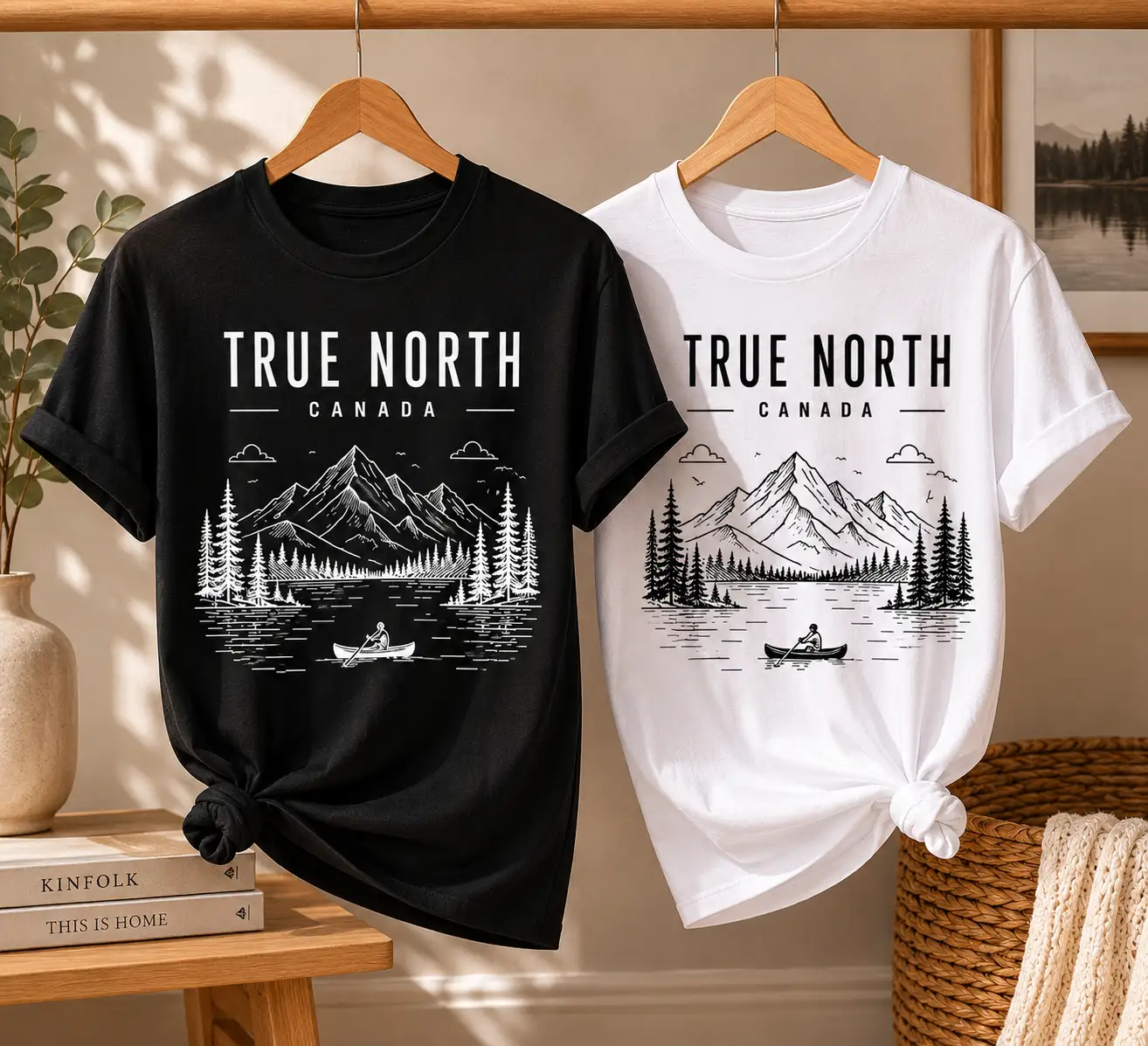 True North tee couple set in black and white - matching Canada shirts