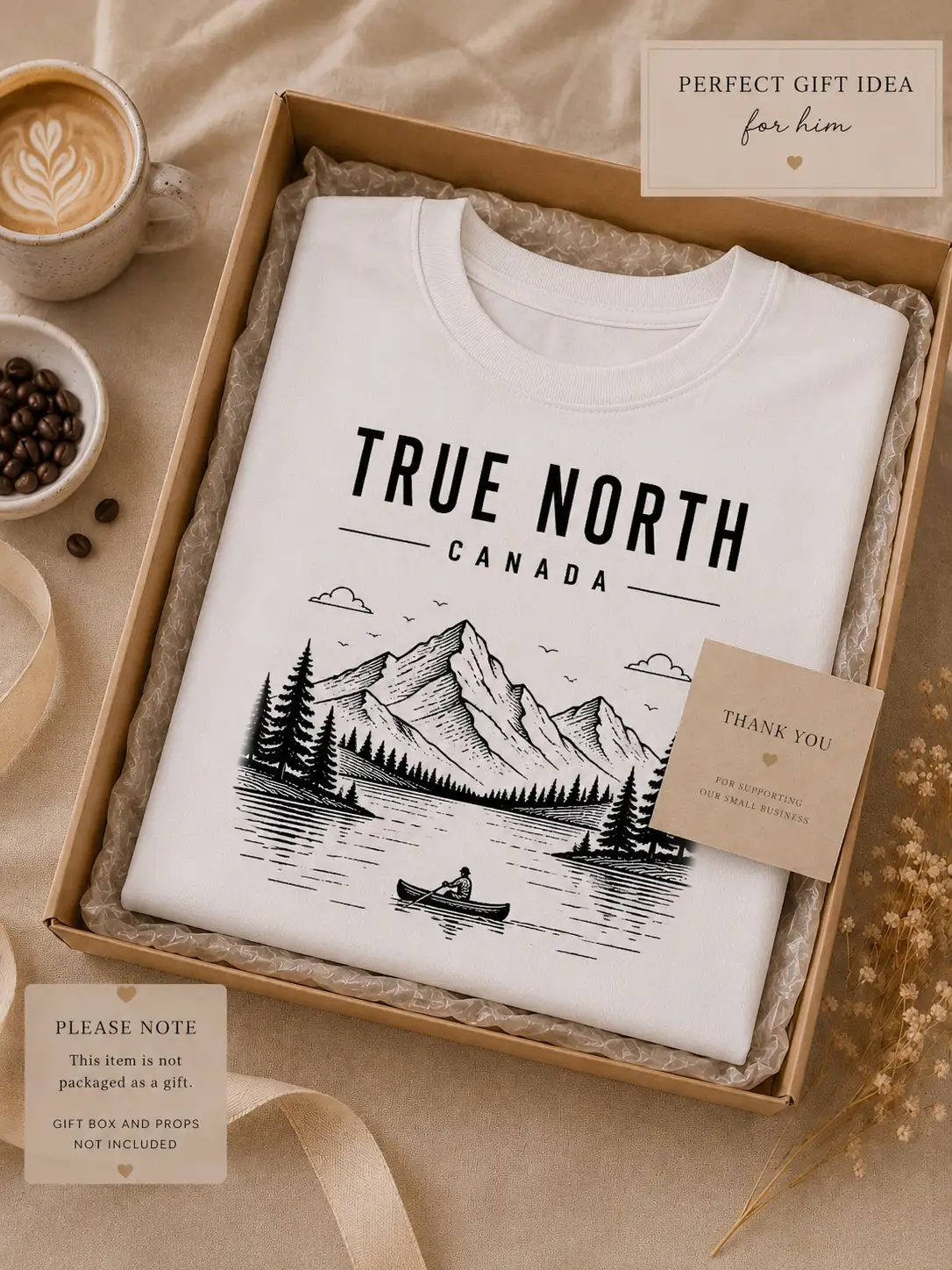 True North Canada t-shirt flat lay - as Canada Day gift idea