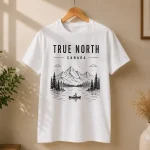 True North Canada t-shirt detail - vintage engraving style print