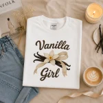 Vanilla Girl tee styled photo - trendy aesthetic shirt by PrintMyVibe