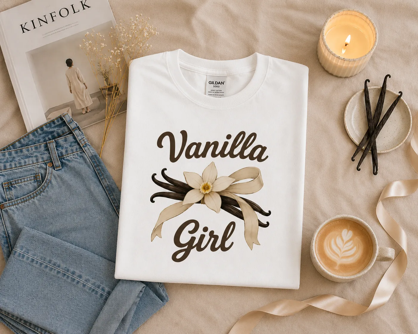 Vanilla Girl tee styled photo - trendy aesthetic shirt by PrintMyVibe
