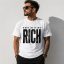 Man wearing white Busy Getting Rich tee - unisex motivational t-shirt GTA