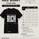 busy-getting-rich-tshirt-size-chart Busy Getting Rich unisex tee size chart - Gildan 5000 heavy cotton sizes S to 3XL