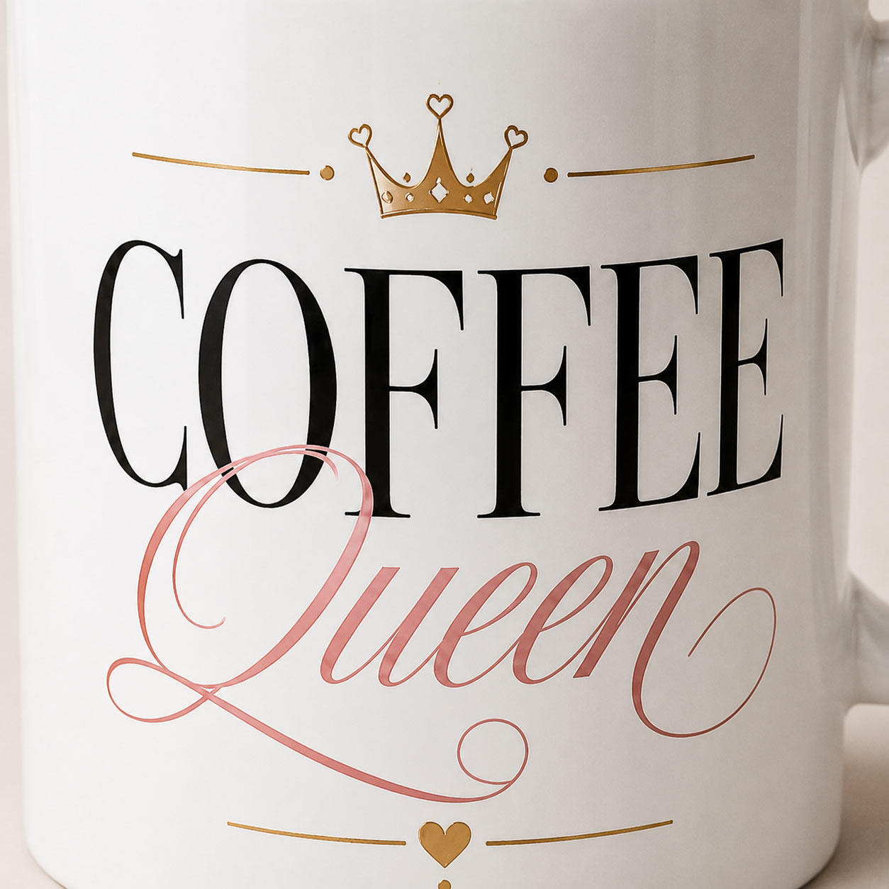 coffee-queen-mug-design-closeup Coffee Queen Mug — 11oz Ceramic Mug with Crown - design close-up - PrintMyVibe Toronto