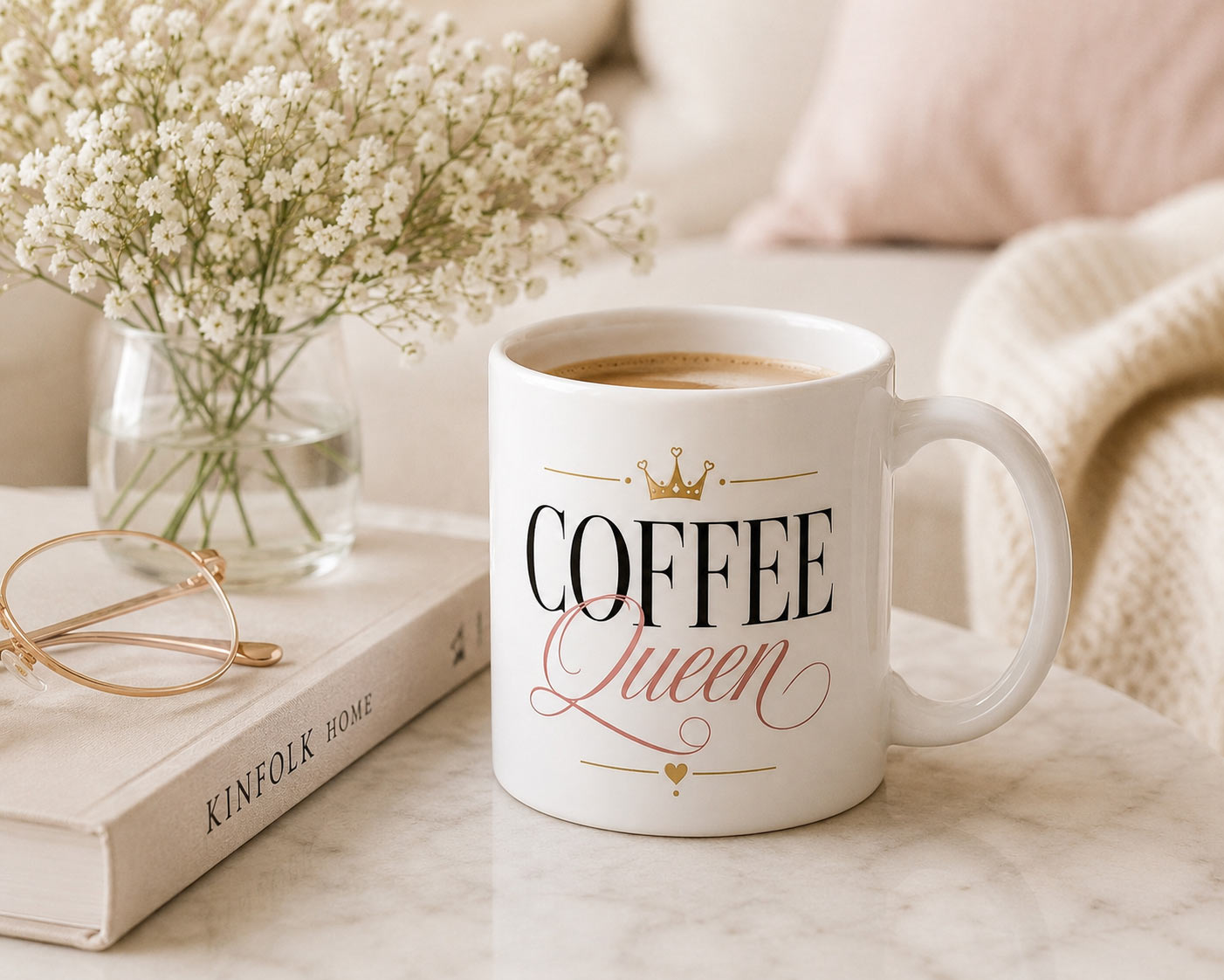 coffee-queen-mug-design Coffee Queen Mug — 11oz Ceramic Mug with Crown - product photo - PrintMyVibe Toronto
