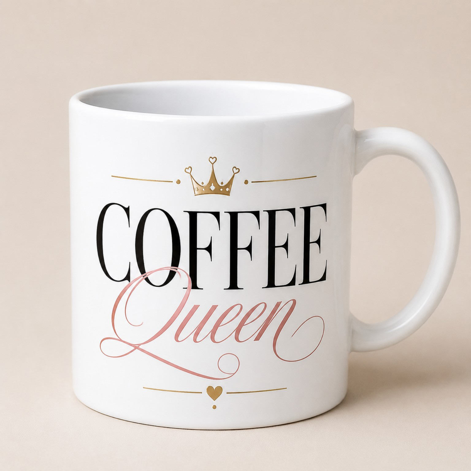 coffee-queen-mug-white-mockup Coffee Queen Mug — 11oz Ceramic Mug with Crown - product photo - PrintMyVibe Toronto