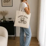 coffee-queen-tote-bag-mockup-04 Coffee Queen tote styled outfit - cozy everyday bag Canada