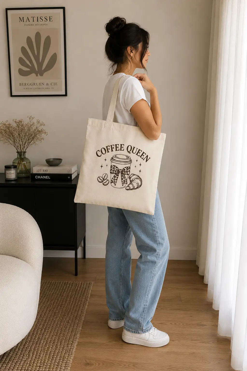 coffee-queen-tote-bag-mockup-04 Coffee Queen tote styled outfit - cozy everyday bag Canada