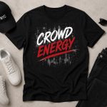 Black Crowd Energy tee flat lay with cap and sneakers - street style tee Canada