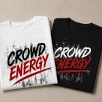 Crowd Energy tees folded in white and black - unisex grunge graphic tee GTA