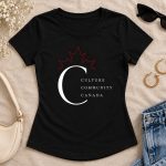 Black Culture Community Canada fitted tee flat lay - Canadian monogram top Toronto