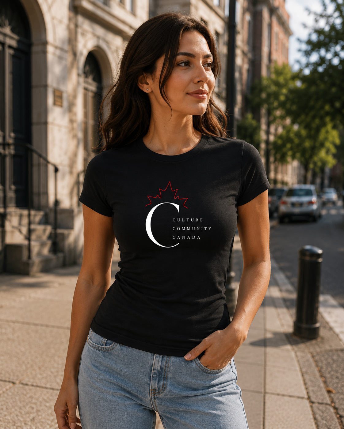 Culture Community Canada black fitted top street style - Canadian pride tee Toronto