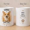 Custom Corgi portrait mug, front and back view - Smart. Happy. Fearless. Short Legs, Big Heart. - personalized pet mug by PrintMyVibe Toronto
