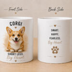 Custom Dog Mug Corgi Front Back Custom Corgi portrait mug, front and back view - Smart. Happy. Fearless. Short Legs, Big Heart. - personalized pet mug by PrintMyVibe Toronto