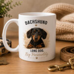 Custom Dachshund portrait mug example - Curious. Brave. Clever. Long Dog, Big Personality. - personalized pet mug PrintMyVibe Toronto - product photo