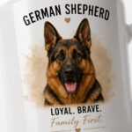 custom-dog-mug-german-shepherd-solo Custom German Shepherd portrait mug example - Loyal. Brave. Family First. - personalized pet mug PrintMyVibe Toronto - product photo