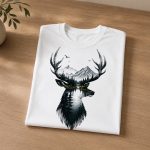 White Deer Mountain tee folded - unisex nature tee by PrintMyVibe Toronto