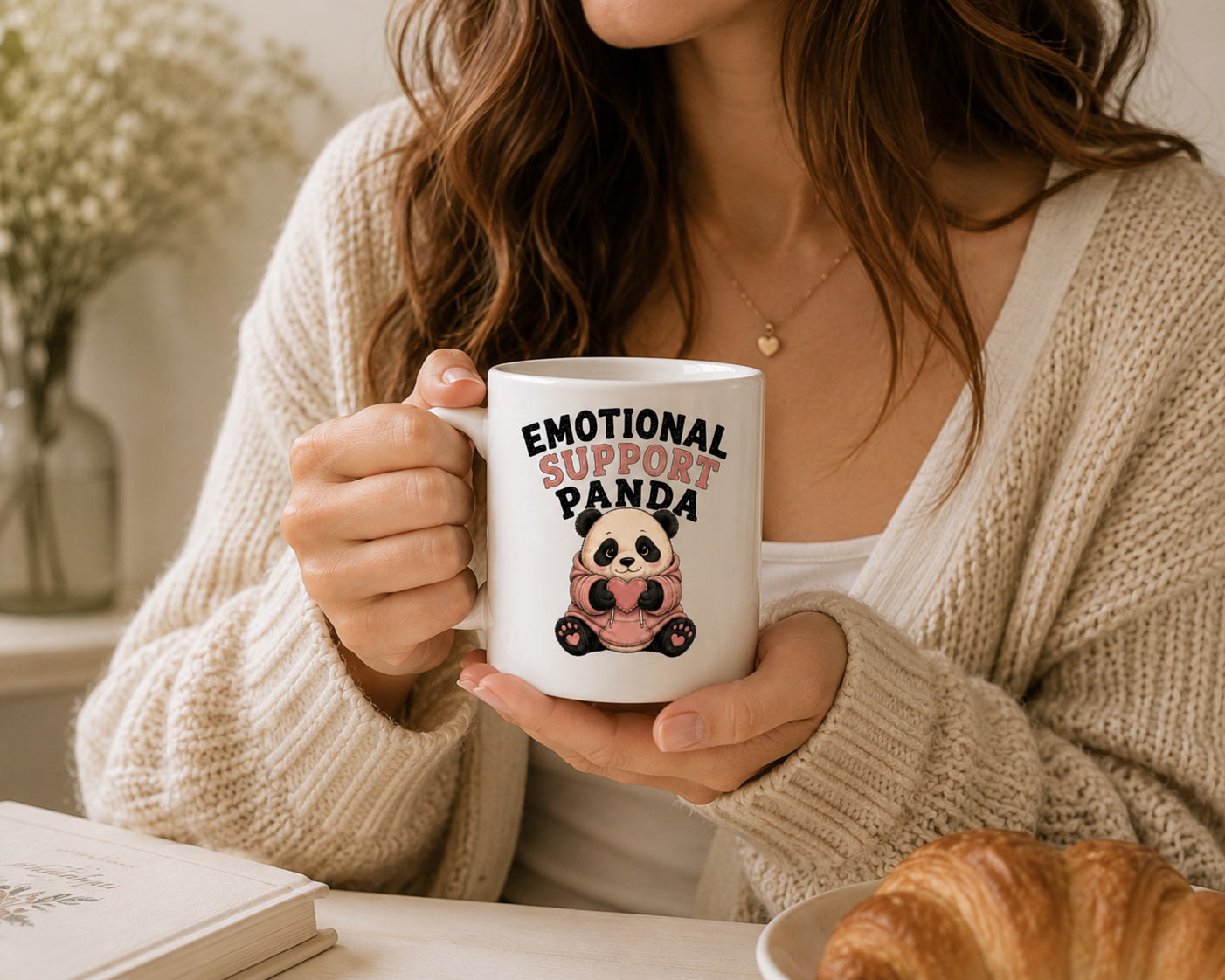 Emotional Support Panda Mug — 11oz Funny Ceramic Mug - being used - PrintMyVibe Toronto