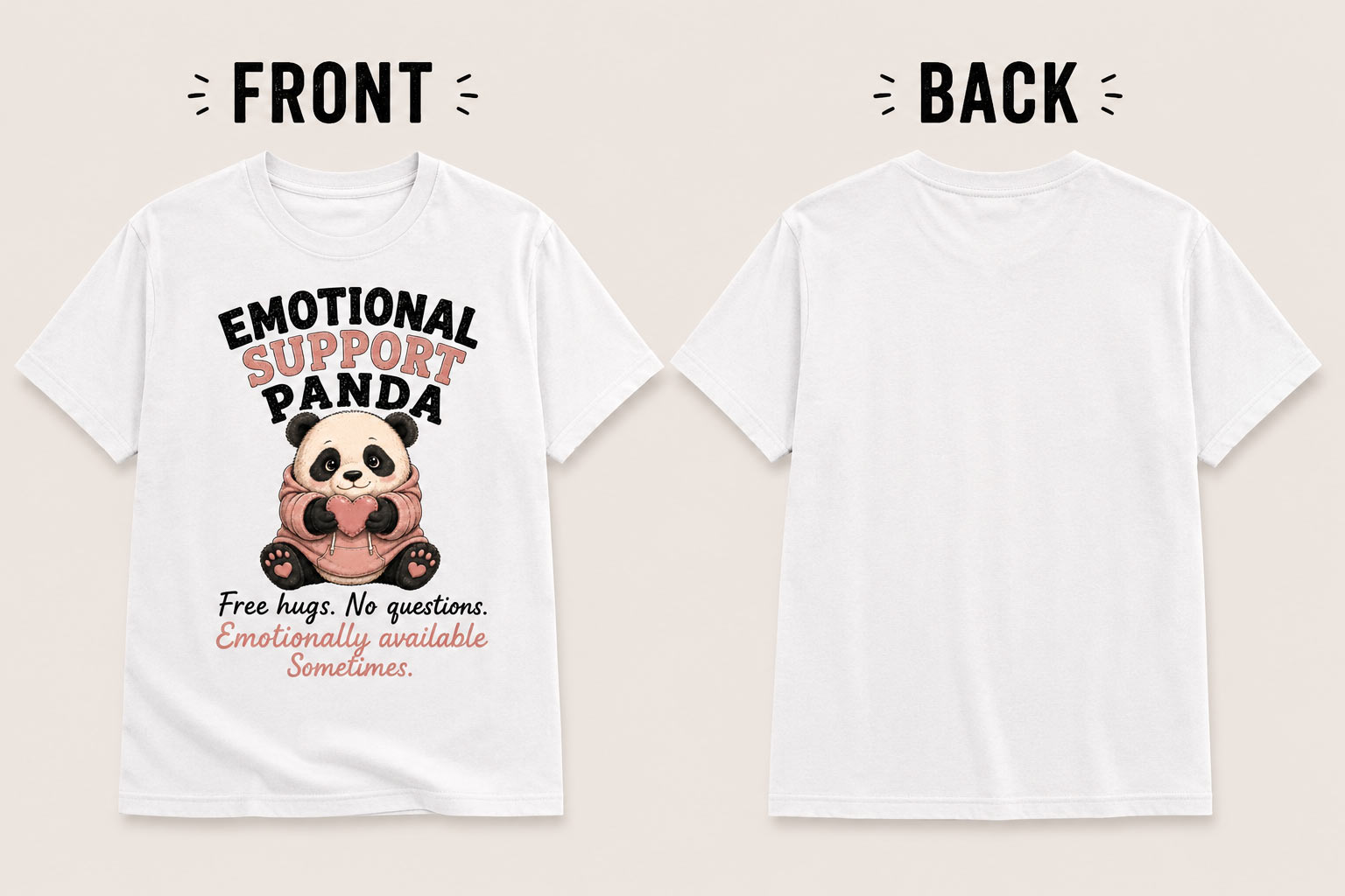 Emotional Support Panda white tee front and back - unisex heavy cotton tee