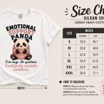 Emotional Support Panda unisex tee size chart - Gildan 5000 sizes S to 3XL