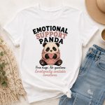 White Emotional Support Panda tee flat lay with jeans - funny panda tee Canada