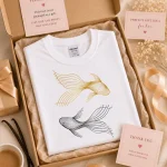 Golden Koi Fish top folded in a gift box - elegant tee gift idea Toronto
