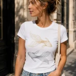 Golden Koi Fish white fitted tee street style - elegant women's top Toronto