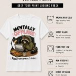 Mentally Offline tee care instructions - wash cold, do not bleach, tumble dry low