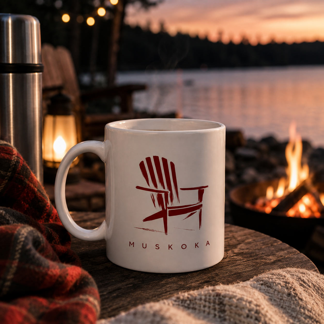muskoka-mug-campfire Muskoka Mug — 11oz Muskoka Chair Cottage Ceramic Mug - product photo - PrintMyVibe Toronto