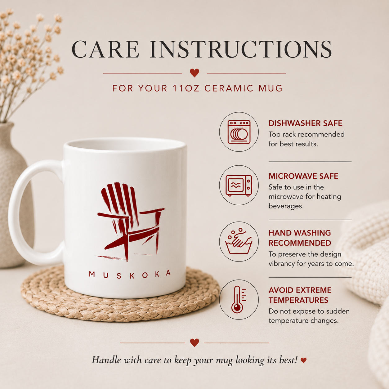 muskoka-mug-care-instructions Muskoka Mug — 11oz Muskoka Chair Cottage Ceramic Mug - care instructions - PrintMyVibe Toronto