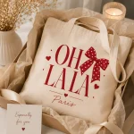 oh-la-la-paris-tote-bag-gift Oh La La Paris tote bag styled as a gift - coquette tote gift idea GTA