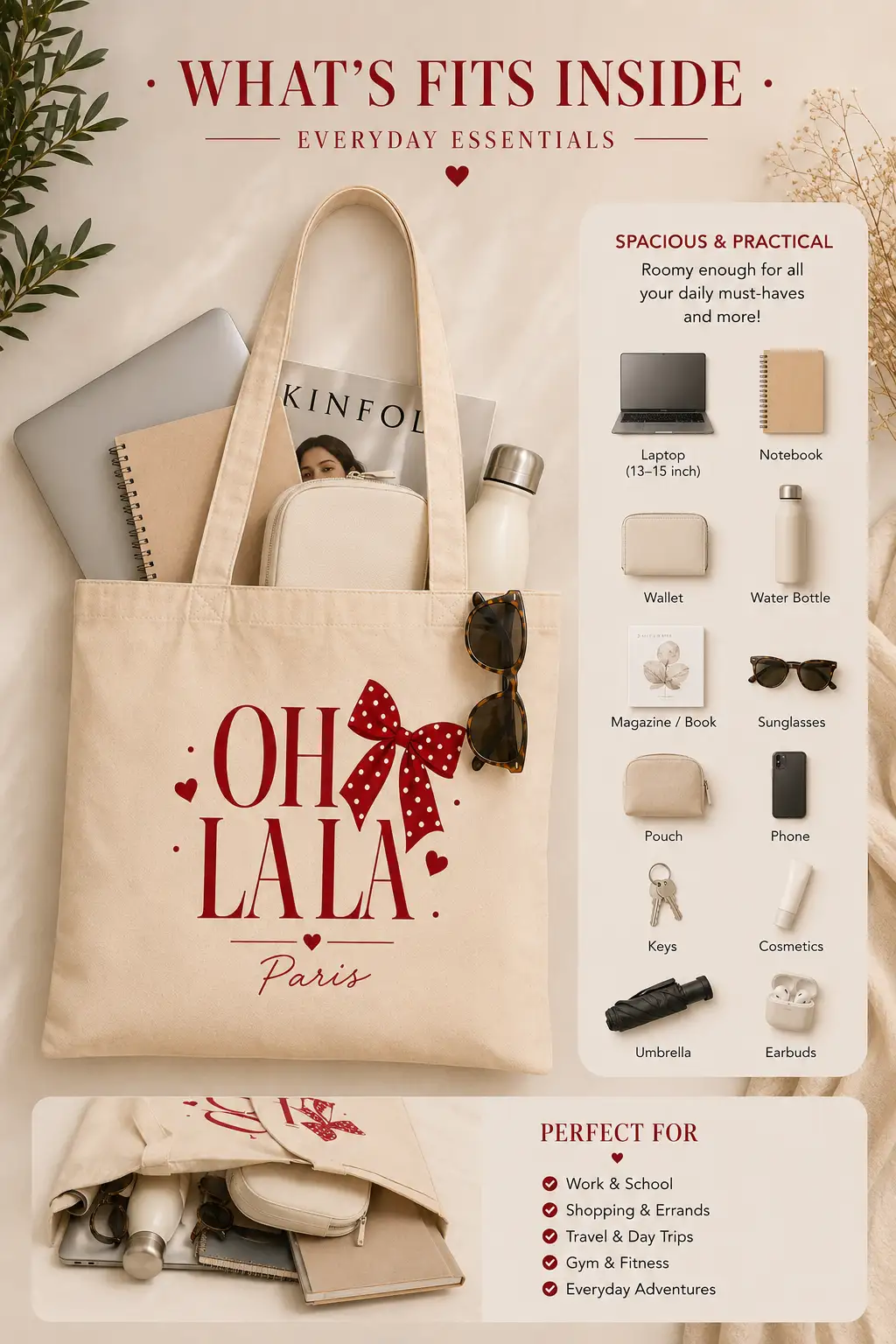 oh-la-la-paris-tote-bag-what-fits-inside Oh La La Paris canvas tote what-fits-inside guide - holds everyday essentials