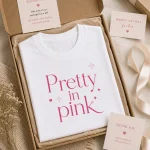 Pretty in Pink fitted top folded in a gift box - pink tee gift idea Toronto